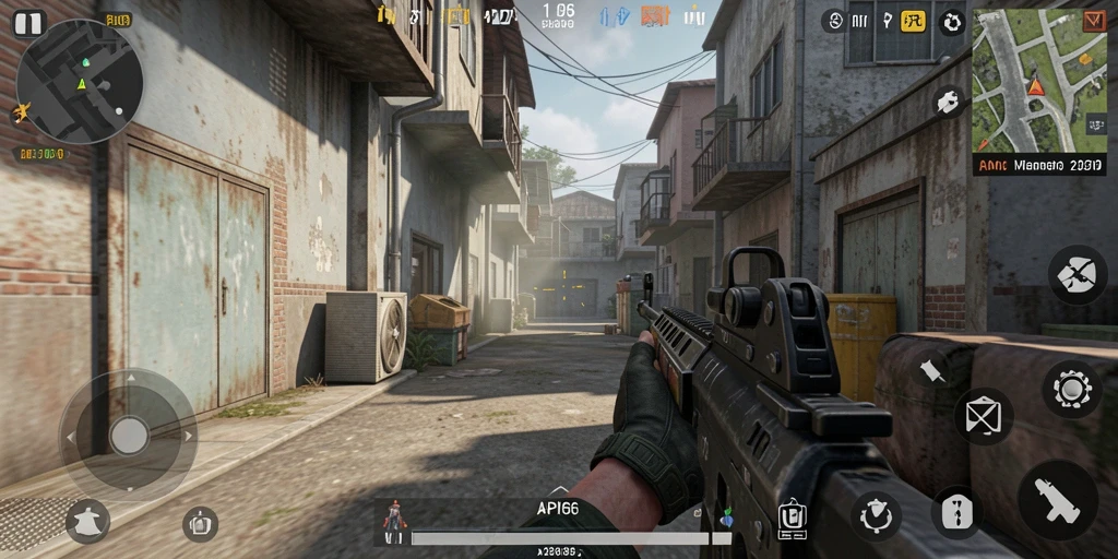 Screenshot utama API66 menampilkan aksi menegangkan dalam gameplay FPS.