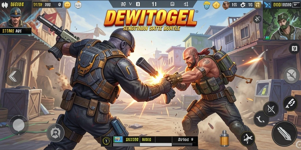 Gameplay intens DEWITOGEL di arena pertarungan Battle Royale.