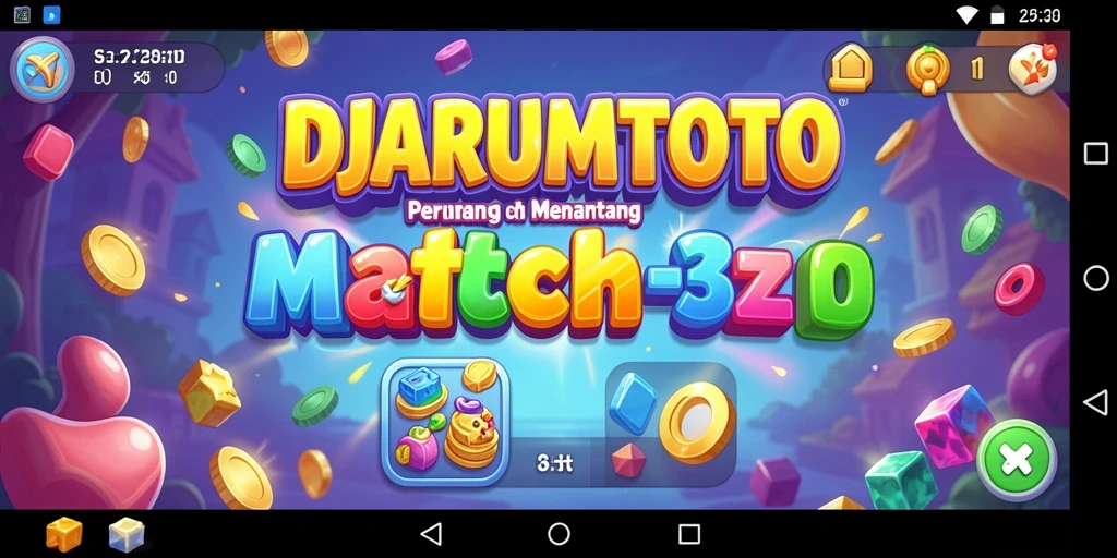 Screenshot gameplay DJARUMTOTO menampilkan aksi Match-3 yang mendebarkan.