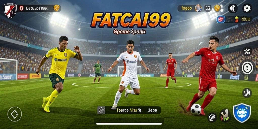Screenshot utama FATCAI99 menampilkan aksi seru dalam game olahraga.
