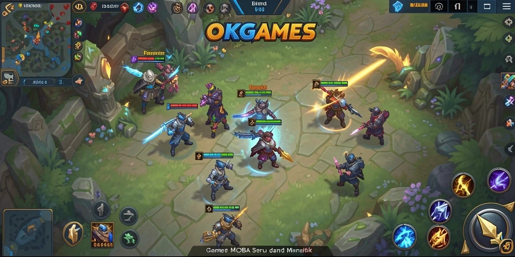 Gameplay seru dalam OKGAMES, aksi pertarungan MOBA yang mendebarkan.