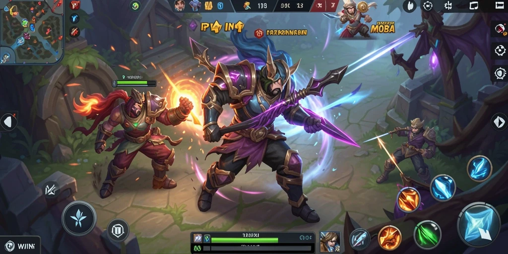 Tampilan gameplay MOBA RPWIN1 yang penuh aksi dan strategi.