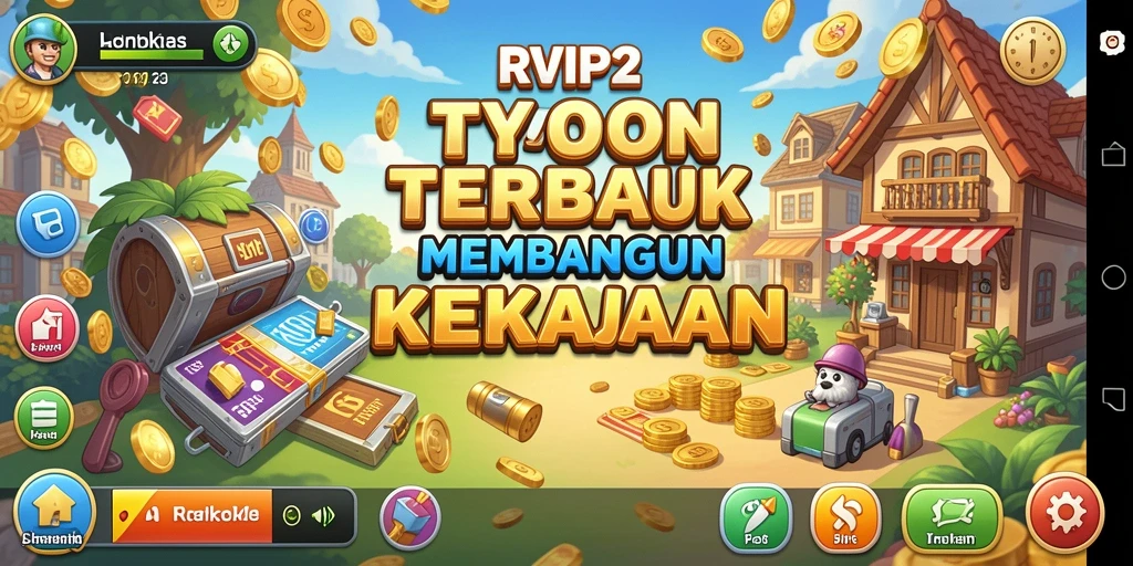 Screenshot gameplay RVIP2 menampilkan aksi seru dalam membangun kerajaan bisnis.