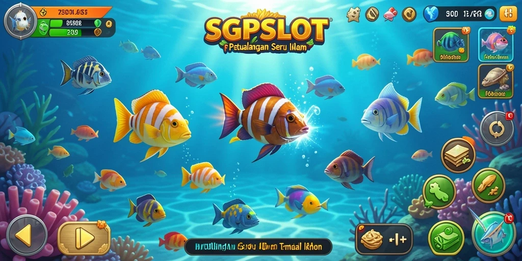 Tampilan gameplay SGPSLOT dengan berbagai ikan dan aksi menembak yang seru.