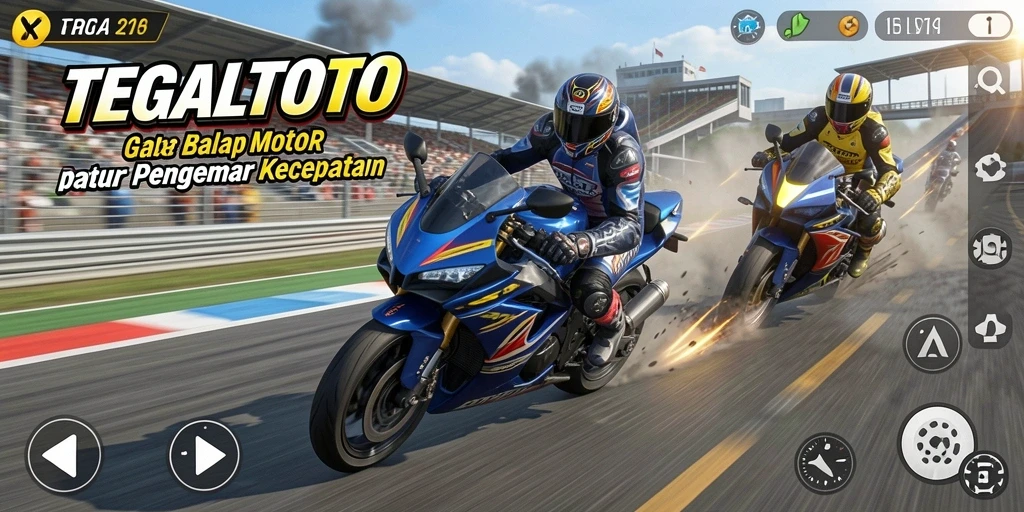 Screenshot TEGALTOTO menampilkan balapan motor yang seru dan menegangkan.